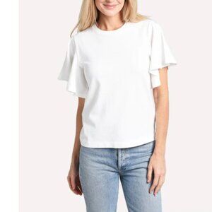 Citizens Of Humanity Anise Ruffle Sleeve T-Shirt in White Size Small